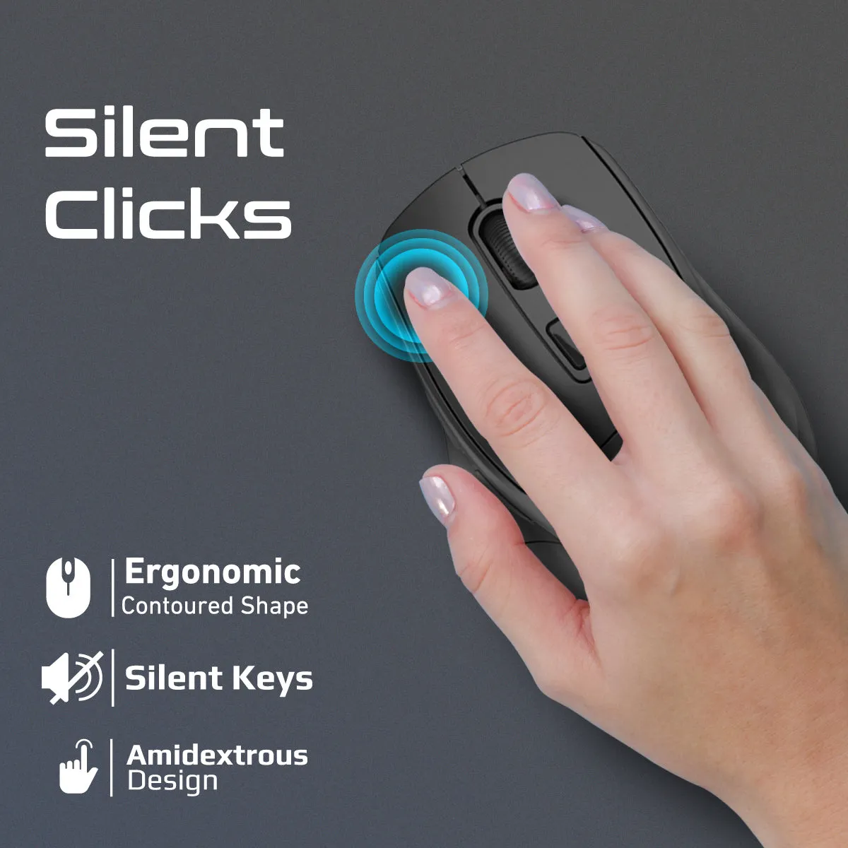 2.4GHz Ergonomic 2200 DPI Silent Click Wireless Mouse