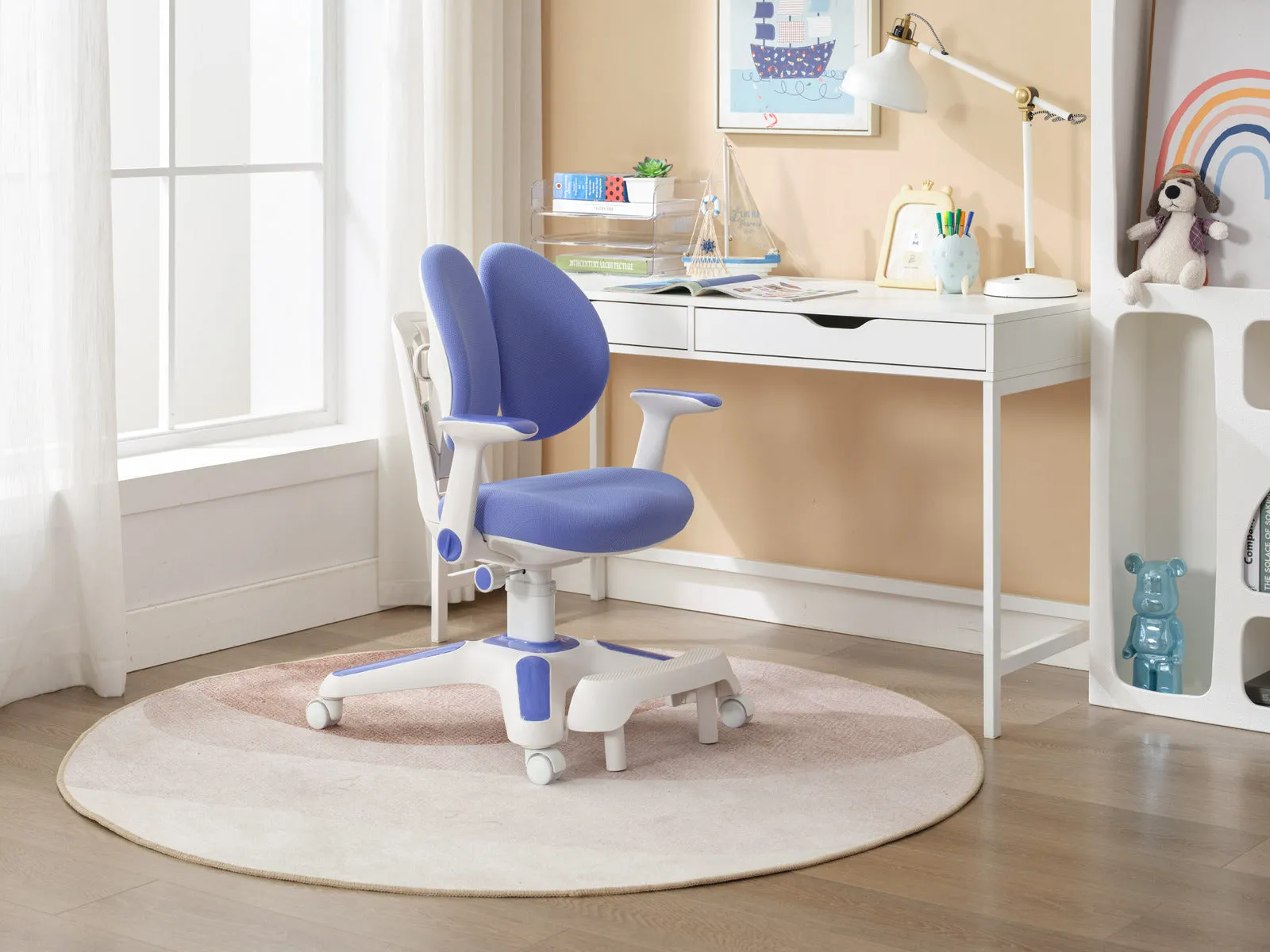 6x Ergonomic Study Chairs for Kids - Height Adjustable - Blue
