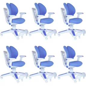 6x Ergonomic Study Chairs for Kids - Height Adjustable - Blue