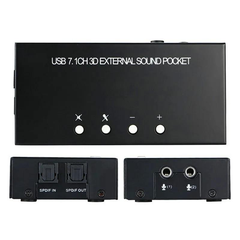 7.1 Channel External USB Sound Card Sound Box with Driver CD Digital Audio Streaming Vista Sound Card Adapter for Computer