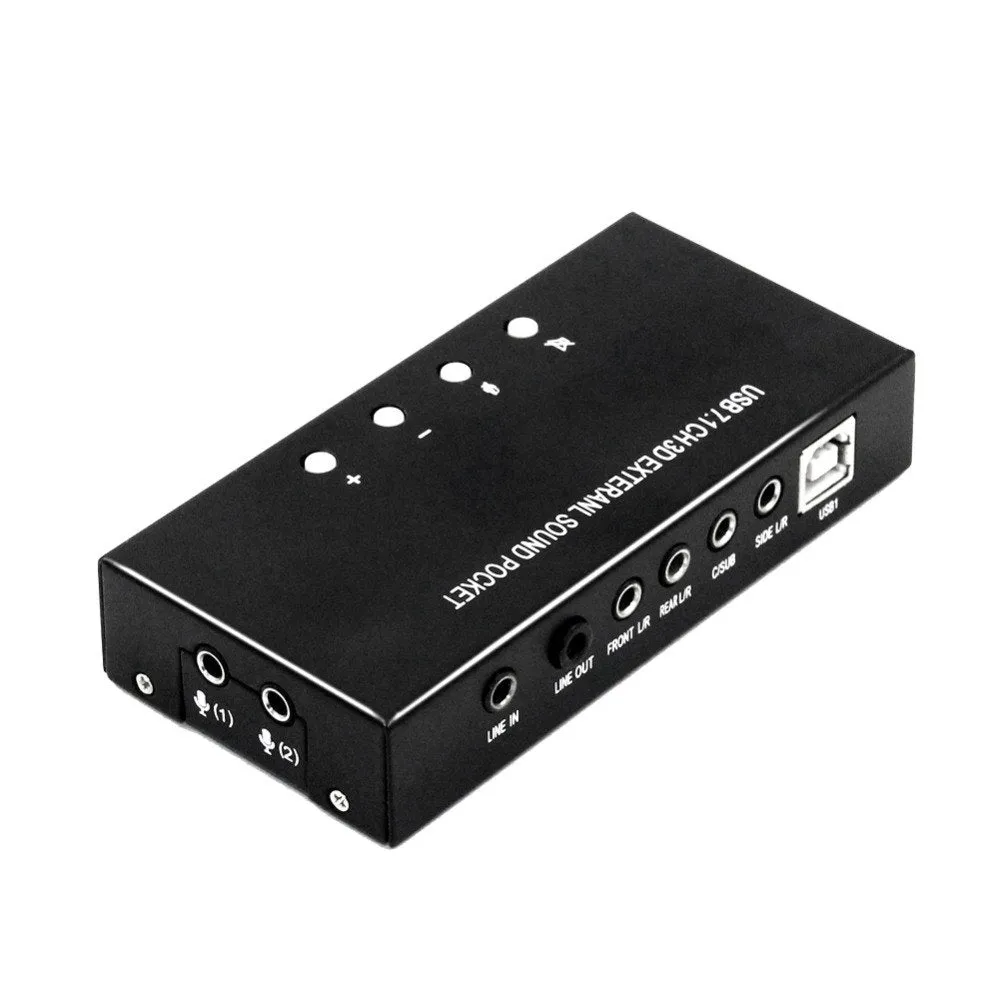 7.1 Channel External USB Sound Card Sound Box with Driver CD Digital Audio Streaming Vista Sound Card Adapter for Computer