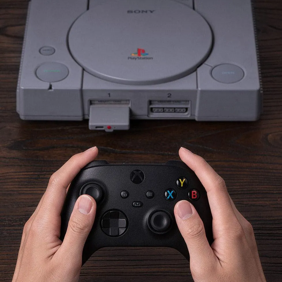 8BitDo Retro Receiver For Sony PlayStation PS1 and PS2, Use 8BitDo, PS4, XBox, Switch Game Controllers