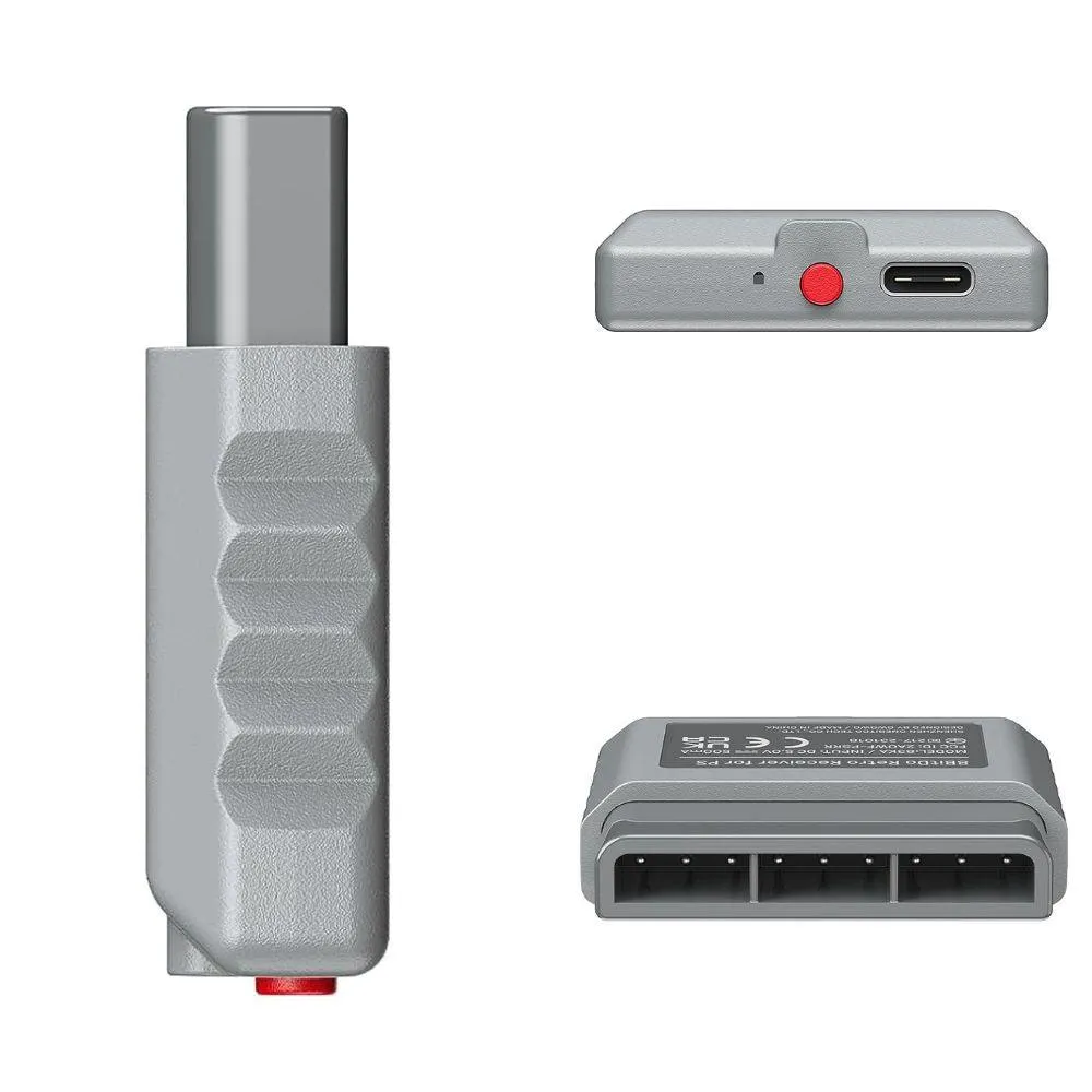 8BitDo Retro Receiver For Sony PlayStation PS1 and PS2, Use 8BitDo, PS4, XBox, Switch Game Controllers