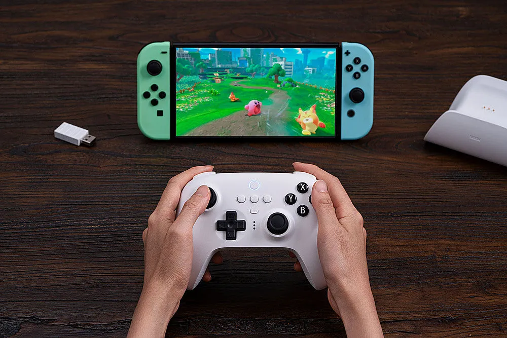 8BitDo - Ultimate Bluetooth Controller for Nintento Switch and Windows PCs with Dock - White