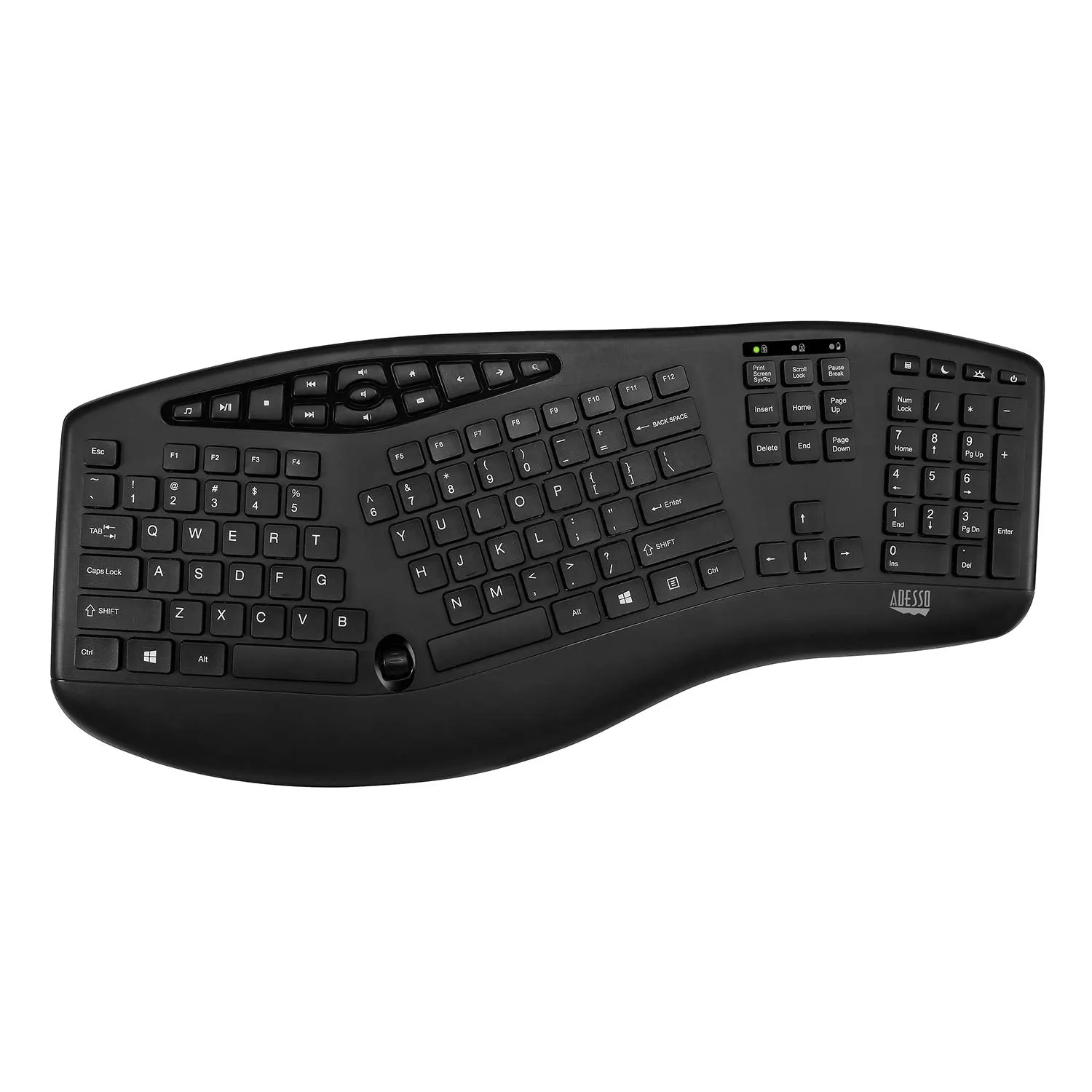 Adesso Wkb-1600CB Truform Media 1600 Wireless Ergonomic Keyboard and Optical Mouse