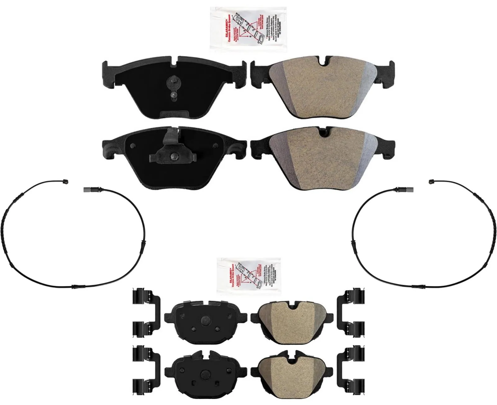 AmeriPRO Front and Rear Disc Brake Pads & Sensors for BMW 535d 2014-2016