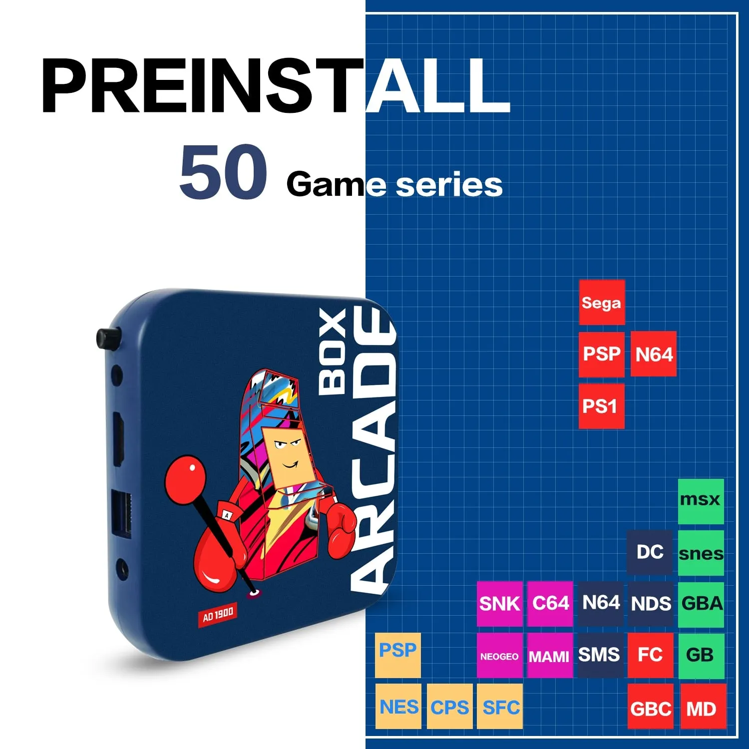 Arcade Box Game Console for PS1/DC/Naomi 64GB Classic Retro 33000  Games Super Console 4K HD Display on TV Projector Monitor
