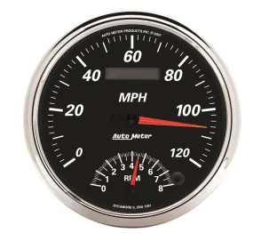 AutoMeter 1291 GAUGE; TACH/SPEEDO; 5in.; 120MPH/8K RPM; ELEC. PROGRAM; DESIGNER BLACK II