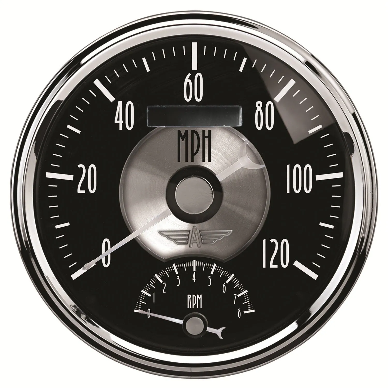 AutoMeter 2091 GAUGE; TACH/SPEEDO; 5in.; 120MPH/8K RPM; ELEC. PROGRAM; PRESTIGE BLK. DIAMOND