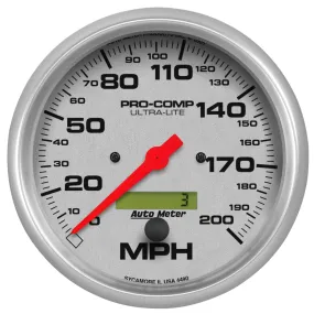 AutoMeter 4490 GAUGE; SPEEDO; 5in.; 200MPH; ELEC. PROGRAM W/LCD ODO; ULTRA-LITE