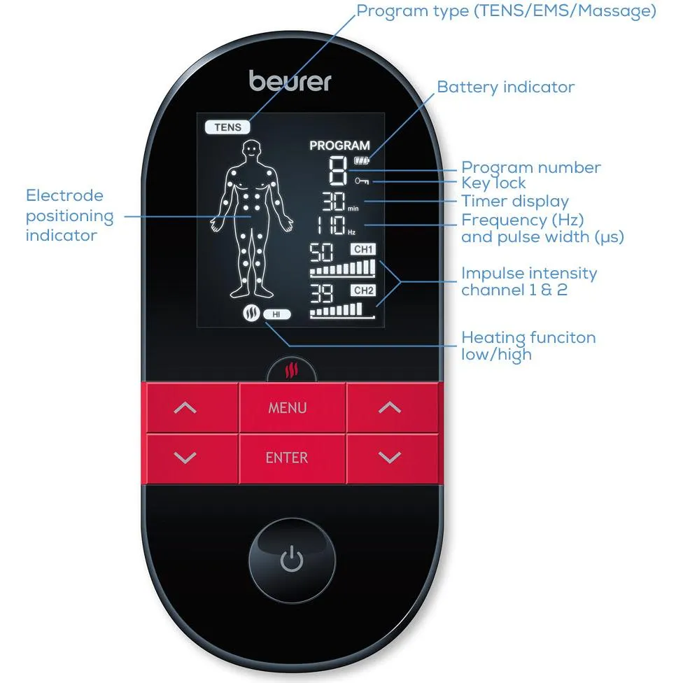 Beurer EM59 Digital TENS/EMS device with heat function