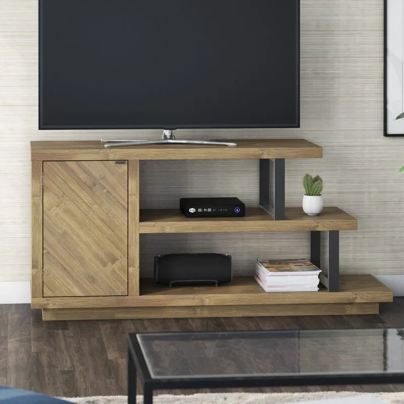 Brown TV Stand for TVs up to 50" Adjustable Shelving for Remotes, Gaming Controllers, Throws, and Other Must-Haves
