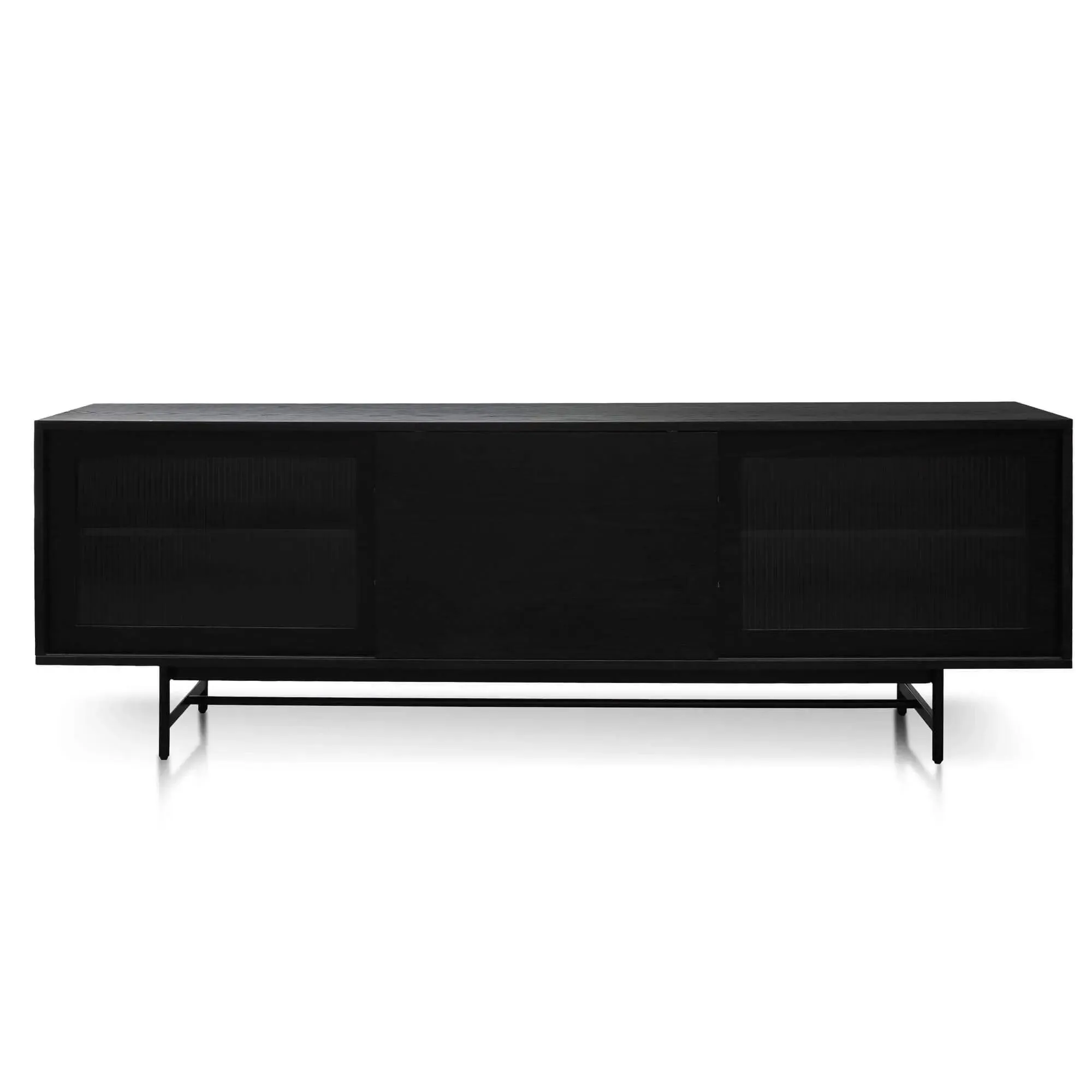 Calibre 2.1m Wooden Entertainment TV Unit - Black with Flute Glass Door TV6053-KD