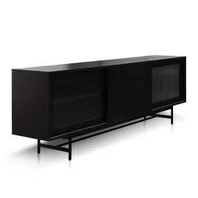 Calibre 2.1m Wooden Entertainment TV Unit - Black with Flute Glass Door TV6053-KD