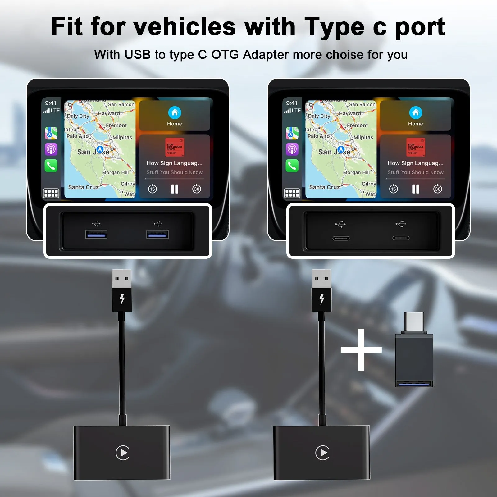Car Adapter Compatible for Carplay Wireless Receiver Car