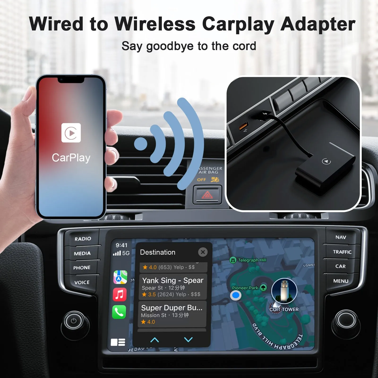 Car Adapter Compatible for Carplay Wireless Receiver Car