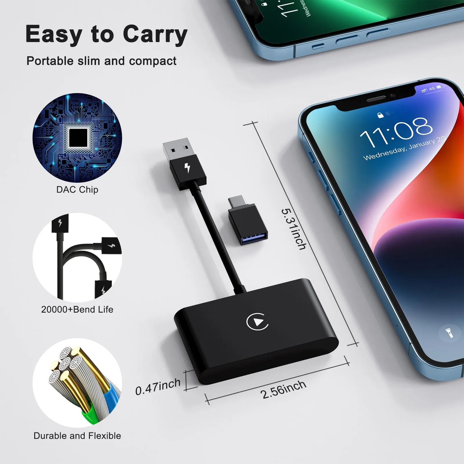 Car Adapter Compatible for Carplay Wireless Receiver Car
