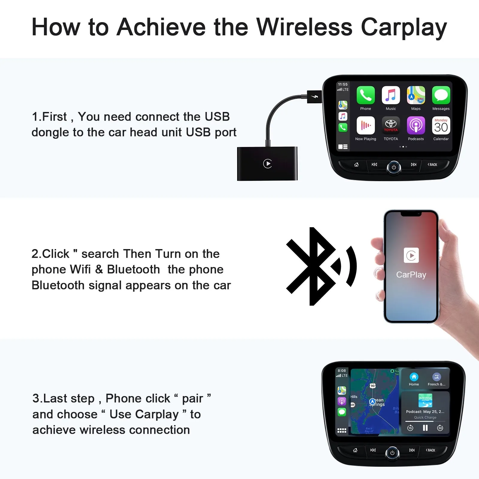 Car Adapter Compatible for Carplay Wireless Receiver Car
