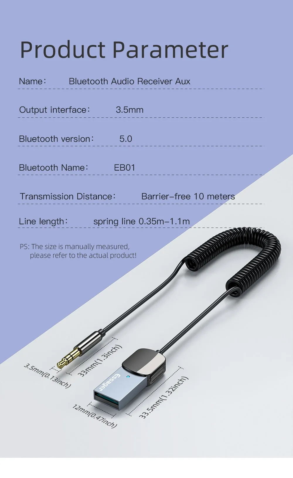 Car Audio Bluetooth 5.0 Transmitter USB Dongle