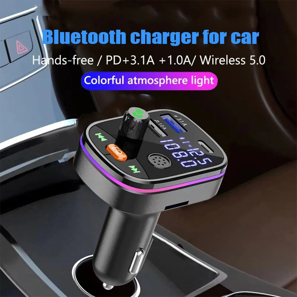 Car Bluetooth Mp3 Fm Transmitter With Usb Charging Port Display