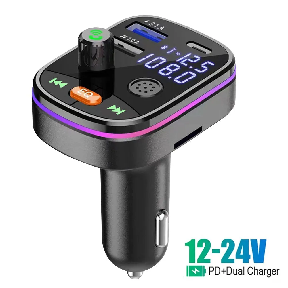 Car Bluetooth Mp3 Fm Transmitter With Usb Charging Port Display