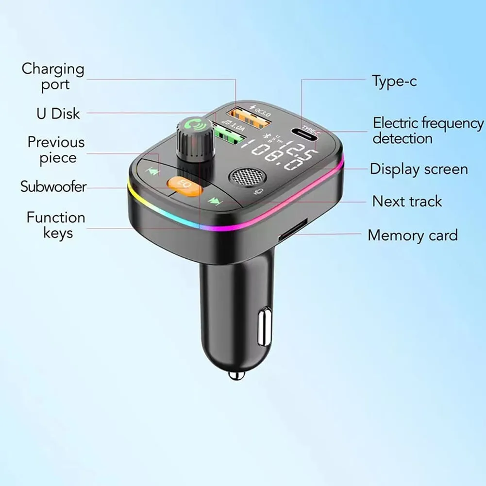 Car Bluetooth Mp3 Fm Transmitter With Usb Charging Port Display