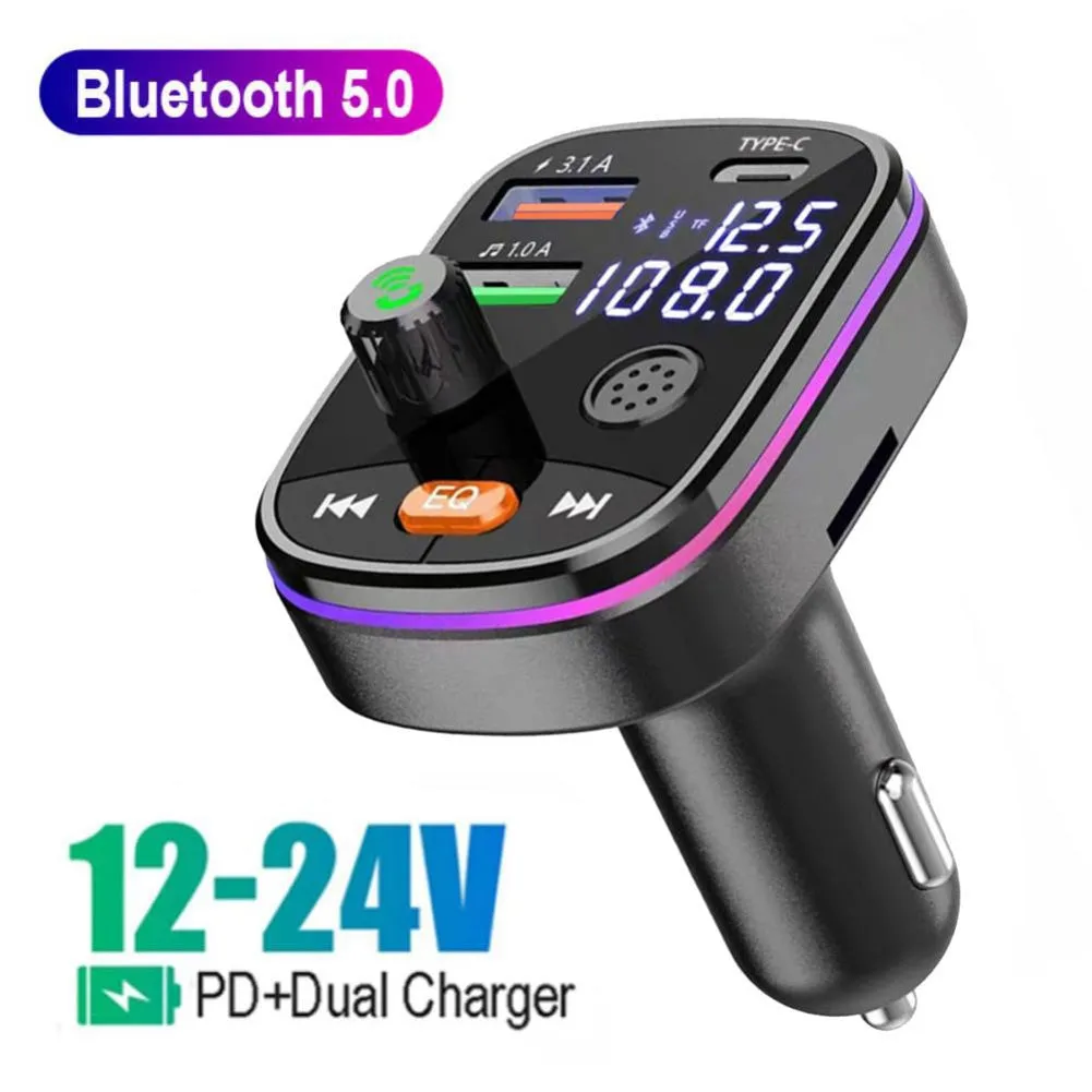 Car Bluetooth Mp3 Fm Transmitter With Usb Charging Port Display