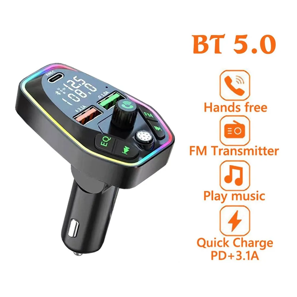 Car Bluetooth Mp3 Wireless Fm Transmitter Dual Screens Display