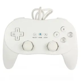 Classic Pro Game Joysticks Controller Remote for Nintendo Wii Multi Color Black White - White