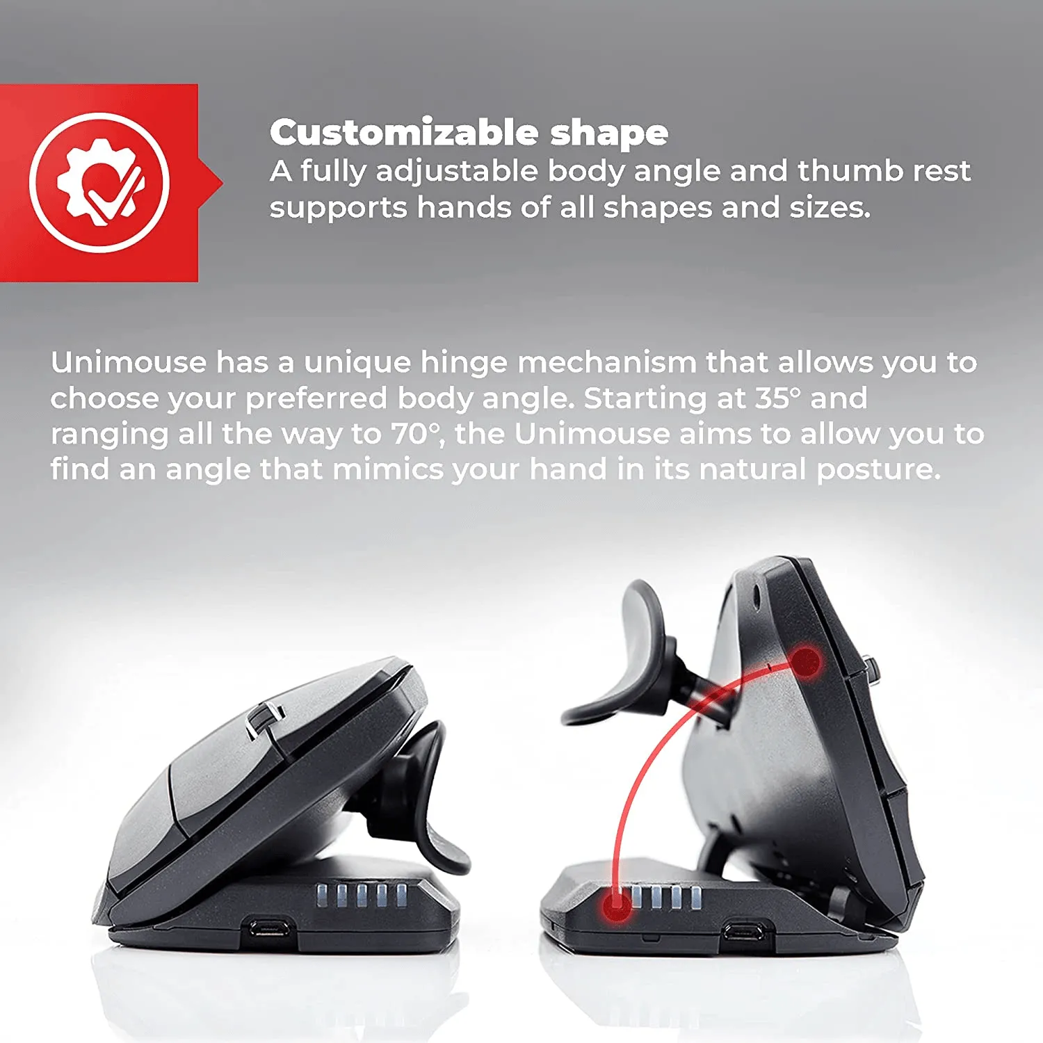 Contour Design UniMouse Wired Ergonomic Mouse Ergo Adjustable Comfortable