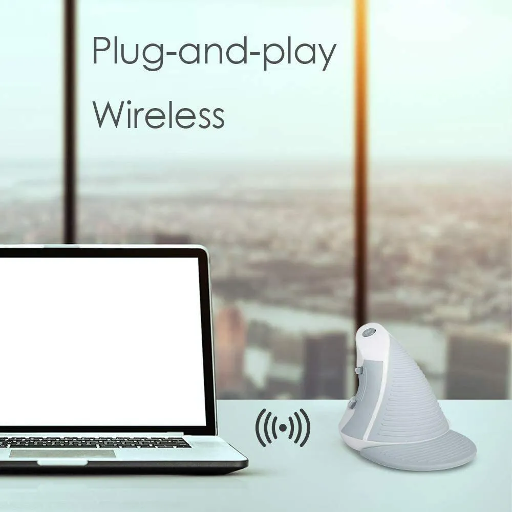 Delux M618GX Wireless Vertical Ergonomic Mouse with 6 Buttons (White)
