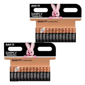 Duracell Simply Plus AAA Alkaline Batteries LR03 MN2400 Pack of 24