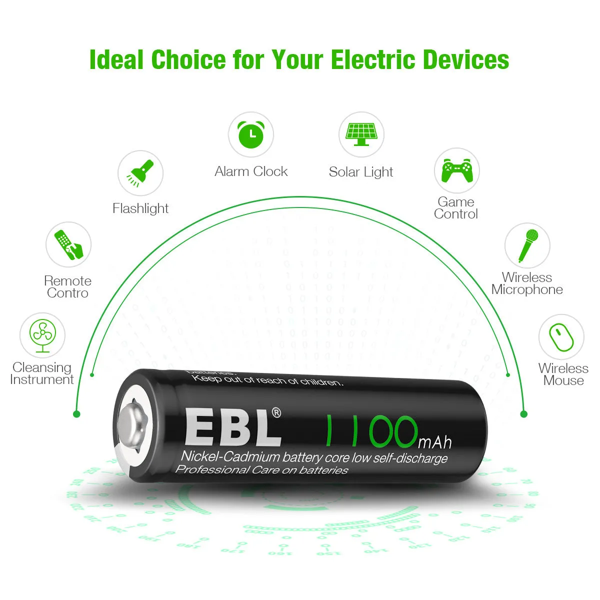 EBL AA Ni-Cd Rechargeable Batteries 1.2V 1100mAh