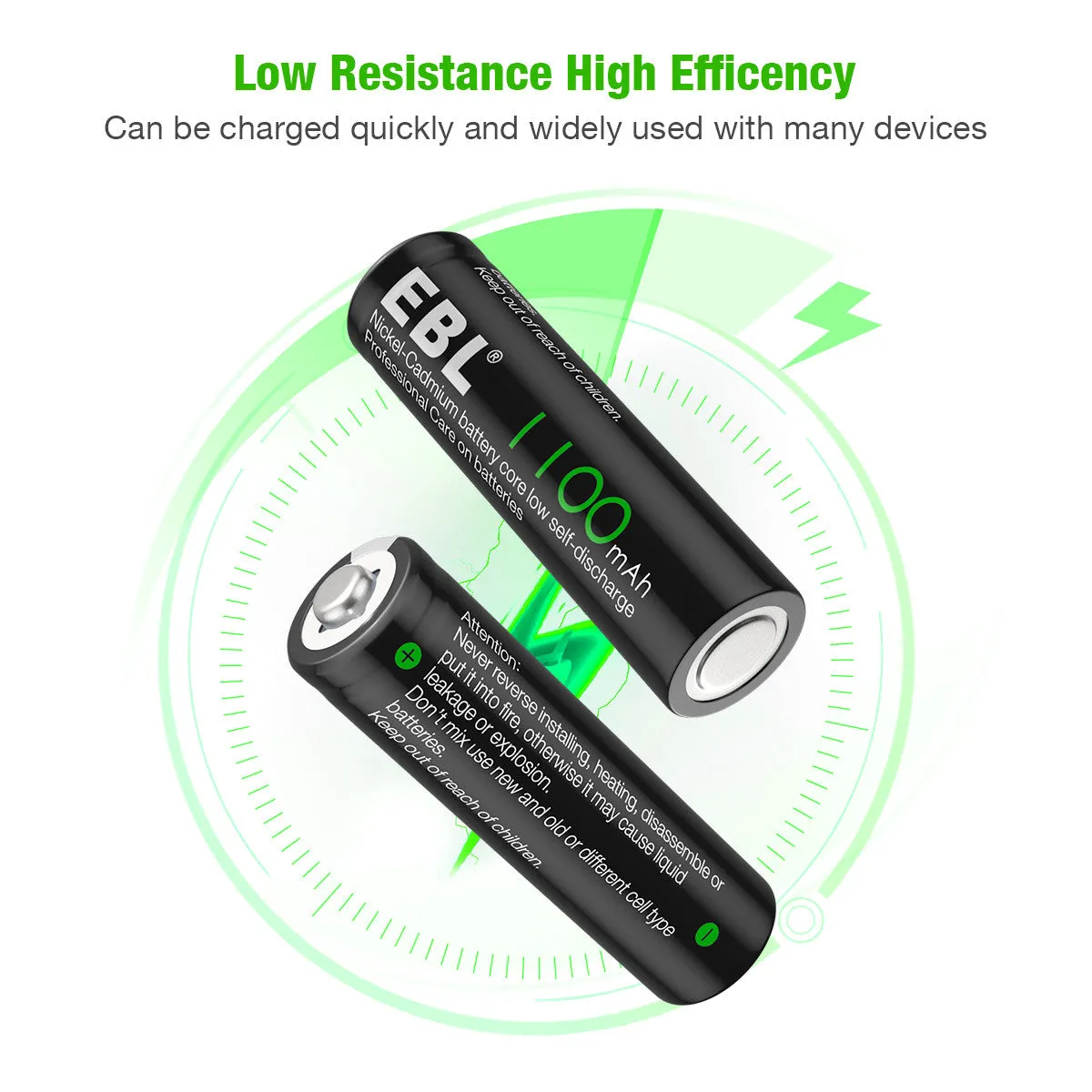 EBL AA Ni-Cd Rechargeable Batteries 1.2V 1100mAh