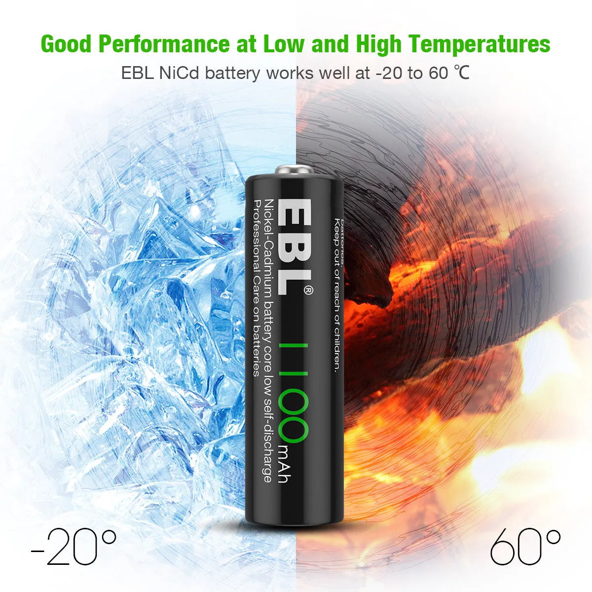 EBL AA Ni-Cd Rechargeable Batteries 1.2V 1100mAh