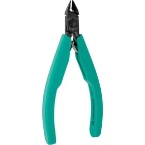 Excelta 9244SL Lazer Line® Slim Line Medium Tapered Head Optimum Flush Carbon Steel 0.005" Beveled Side Cutter with Molded Grip Handles, 4.50" OAL