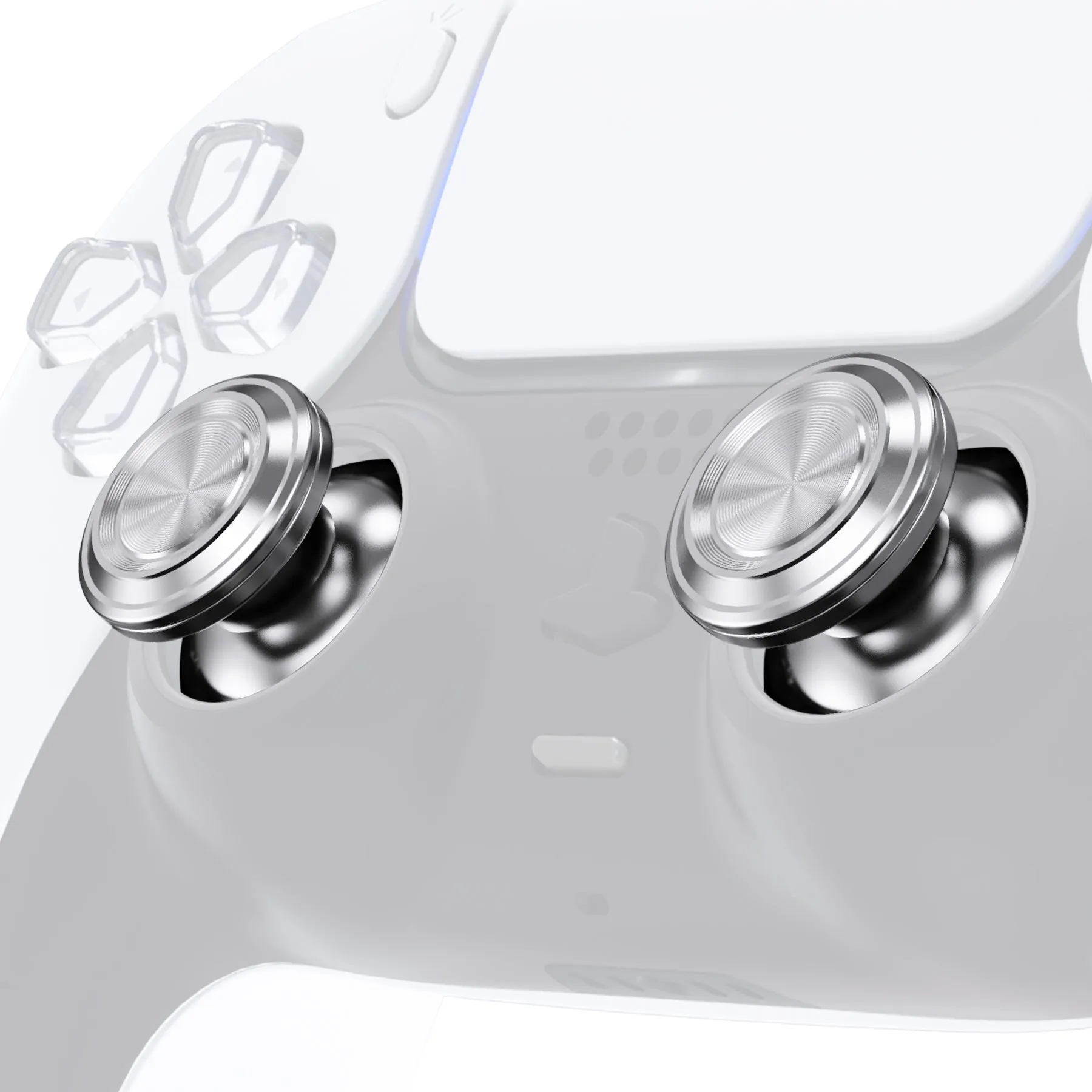 eXtremeRate Custom Silver Metal Thumbsticks for PS5 Controller, Replacement Aluminum Analog Stick Joystick for PS4 Controller - Controller NOT Included - JPFC002