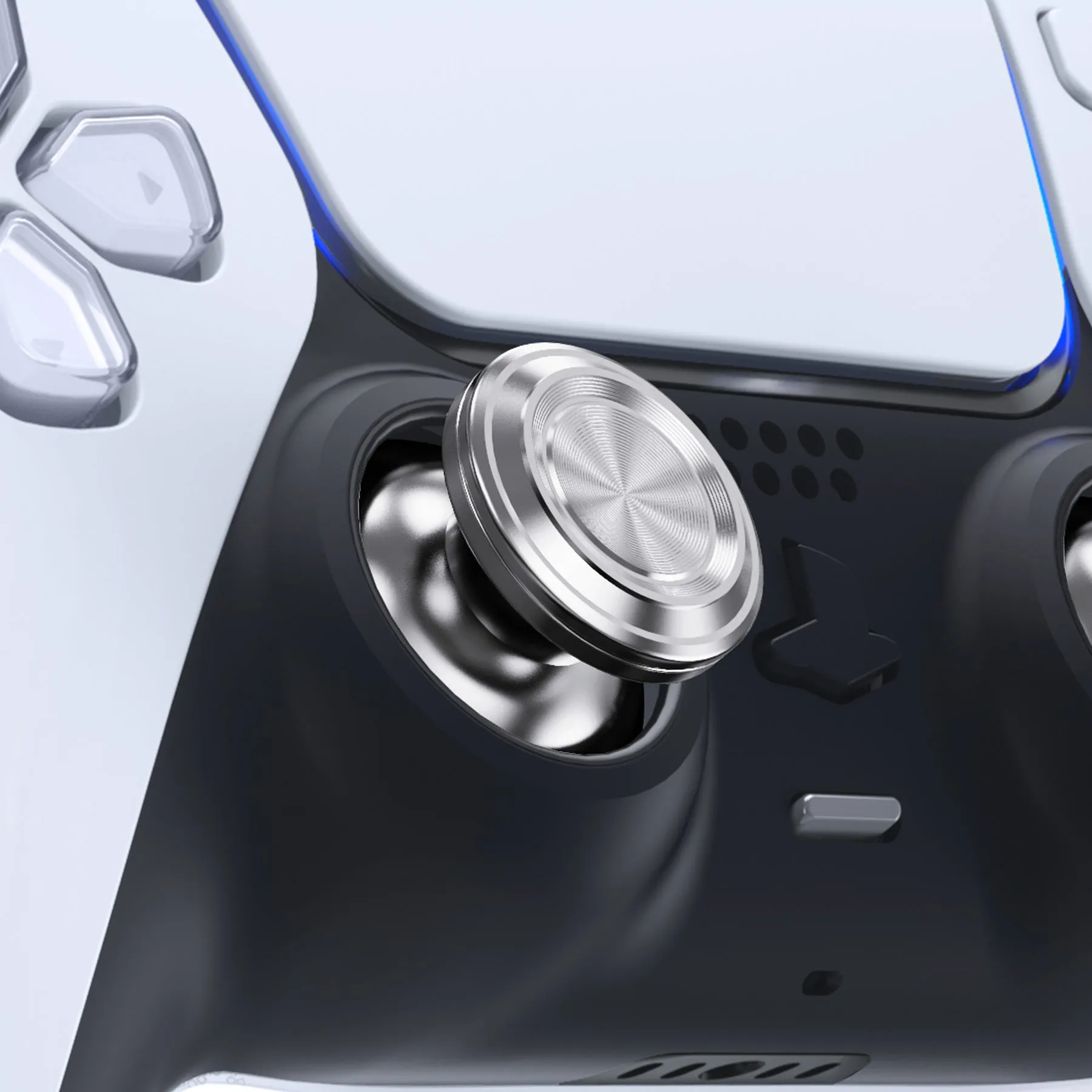eXtremeRate Custom Silver Metal Thumbsticks for PS5 Controller, Replacement Aluminum Analog Stick Joystick for PS4 Controller - Controller NOT Included - JPFC002