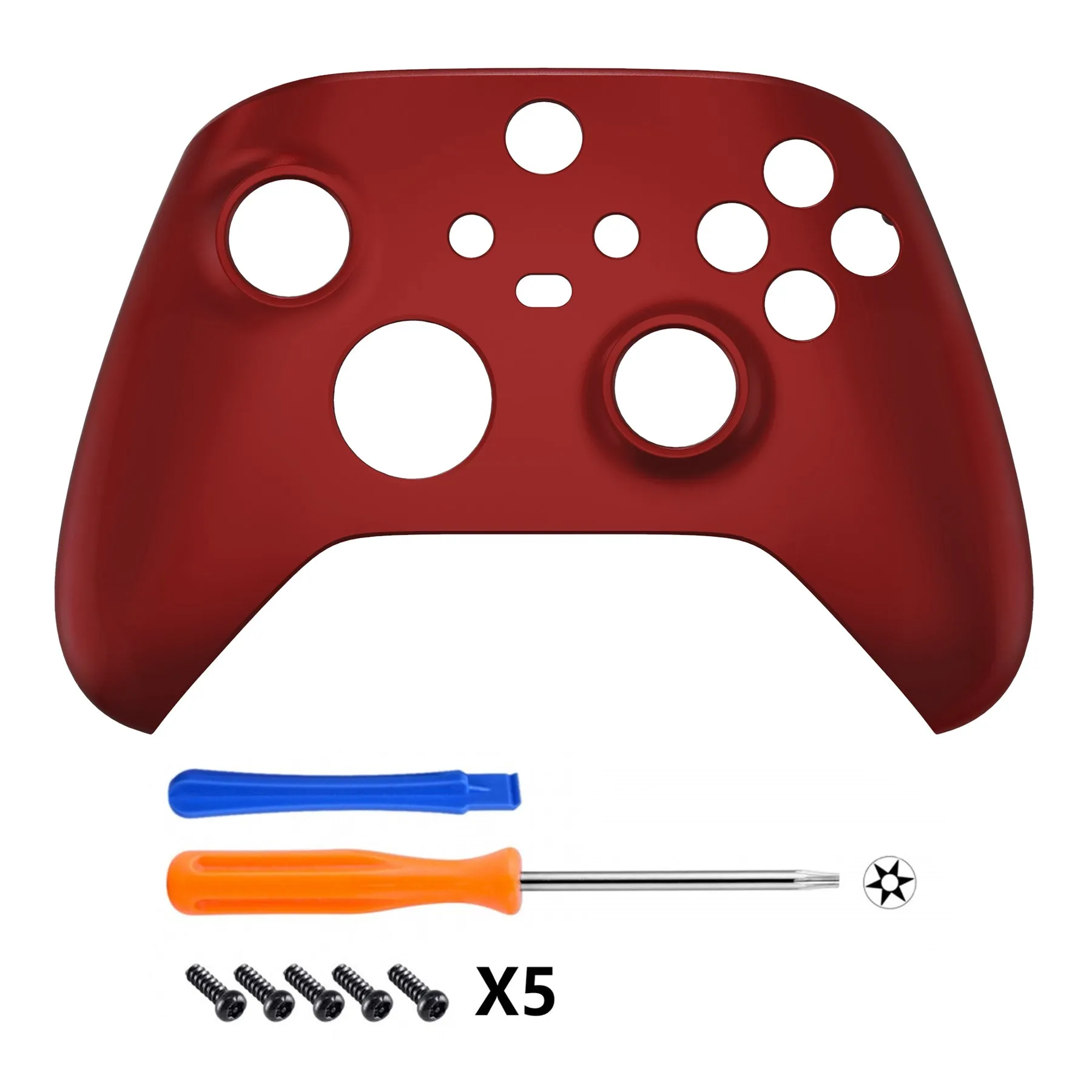 eXtremeRate Scarlet Red Replacement Part Faceplate, Soft Touch Grip Housing Shell Case for Xbox Series S & Xbox Series X Controller Accessories - Controller NOT Included - FX3P303