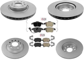 F & R Coated Disc Brake Rotors Brake Pads for Volkswagen Tiguan Limited 17-18