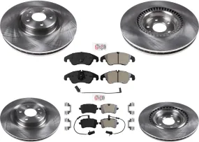 F&R Premium Disc Brake Rotors Pads for 345MM TRW Calipers Audi A6 Quattro 16-18
