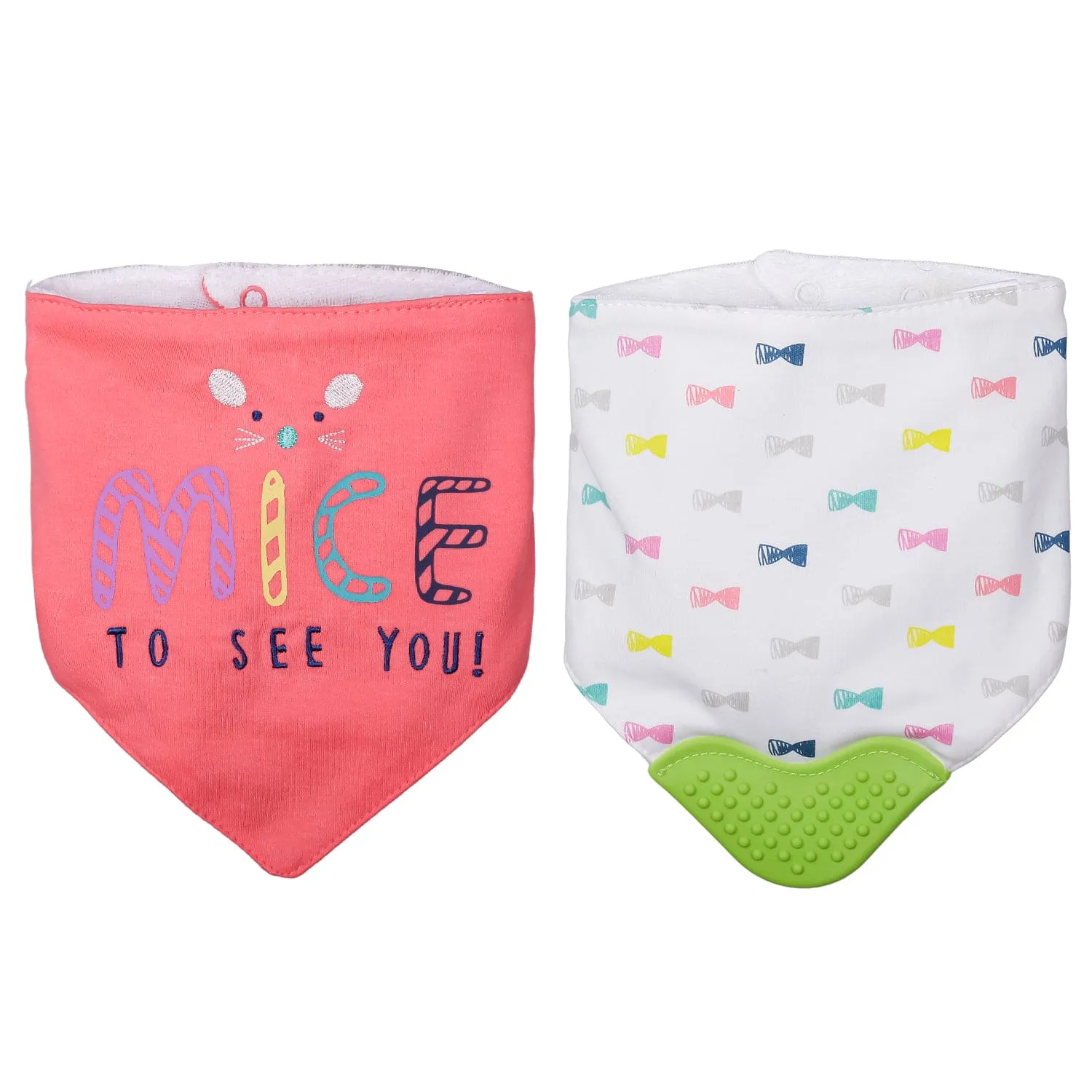 Feeding Bandana Bibs Pack Of 2 Mice Printed Red And White