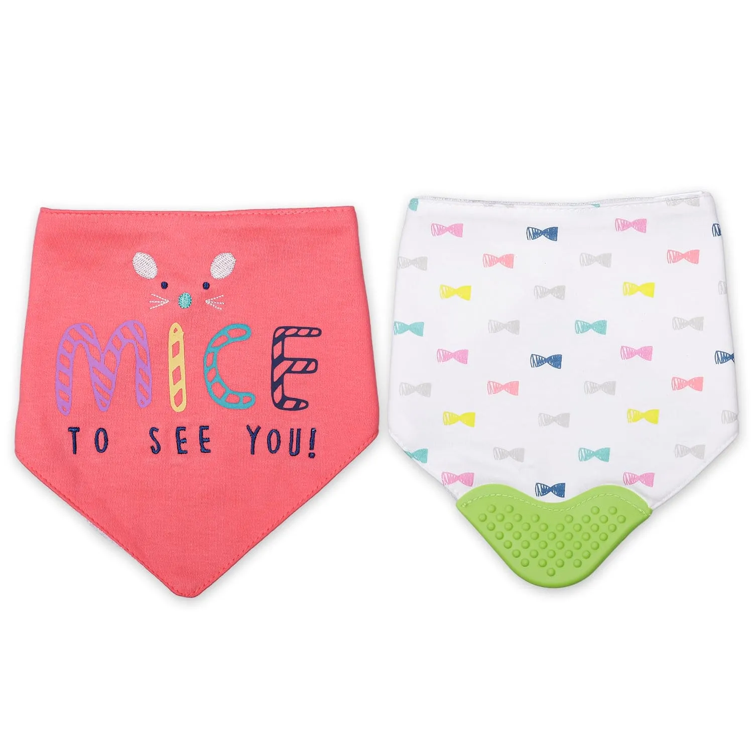 Feeding Bandana Bibs Pack Of 2 Mice Printed Red And White