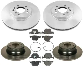 Fits 2000 2001 BMW X5 4.4L Front & Rear Rotors Ceramic Brake Pads & Wear Sensors