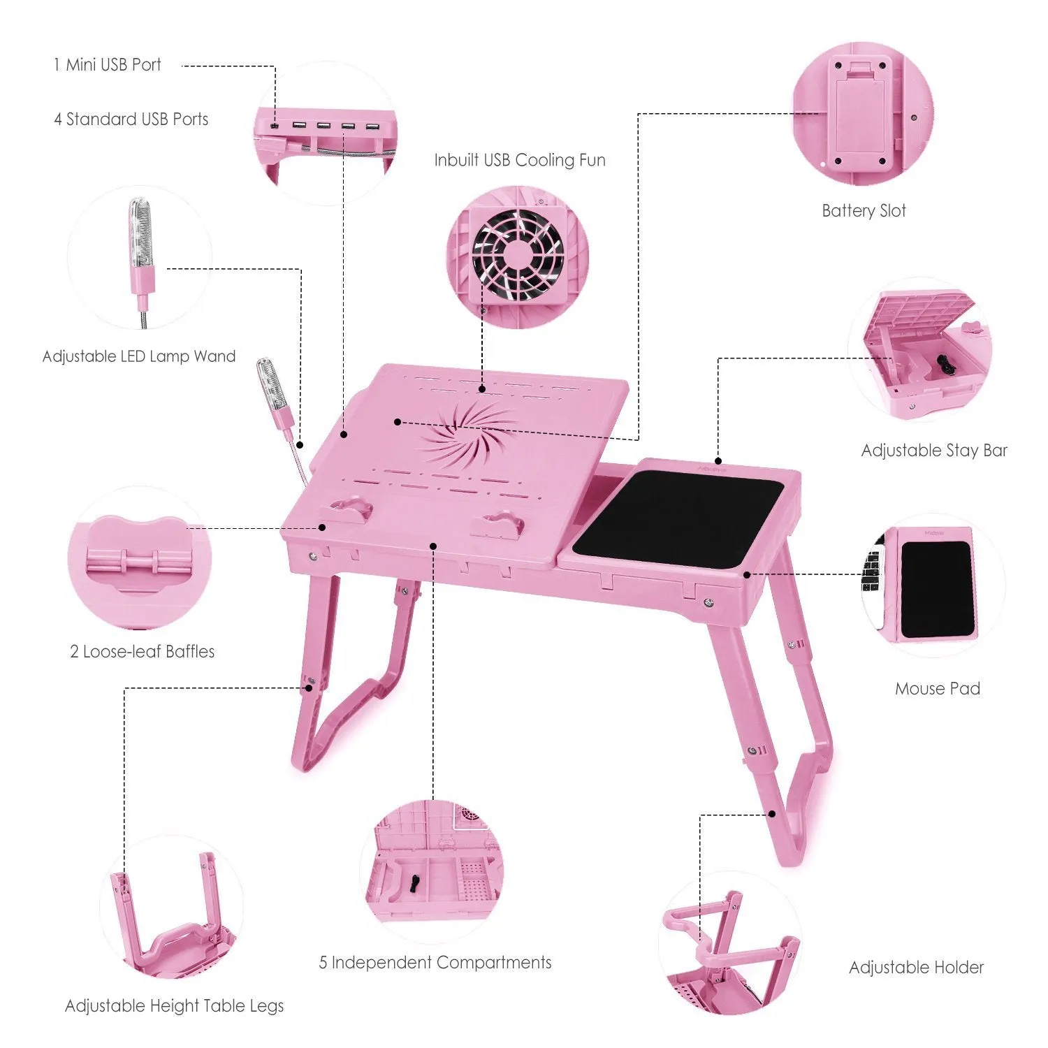 Foldable Laptop Table Bed Notebook Desk
