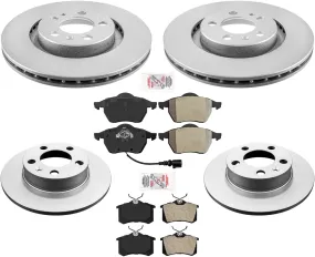Front 280MM & Rear Coated Rotors & AmeriBRAKES Brake Pads For Jetta 1.8L 01-05