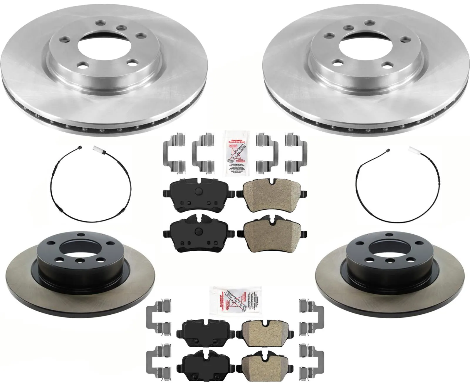 Front & Rear Brake Disc Rotors & Pads Sensors For Mini Countryman S 2011-2015