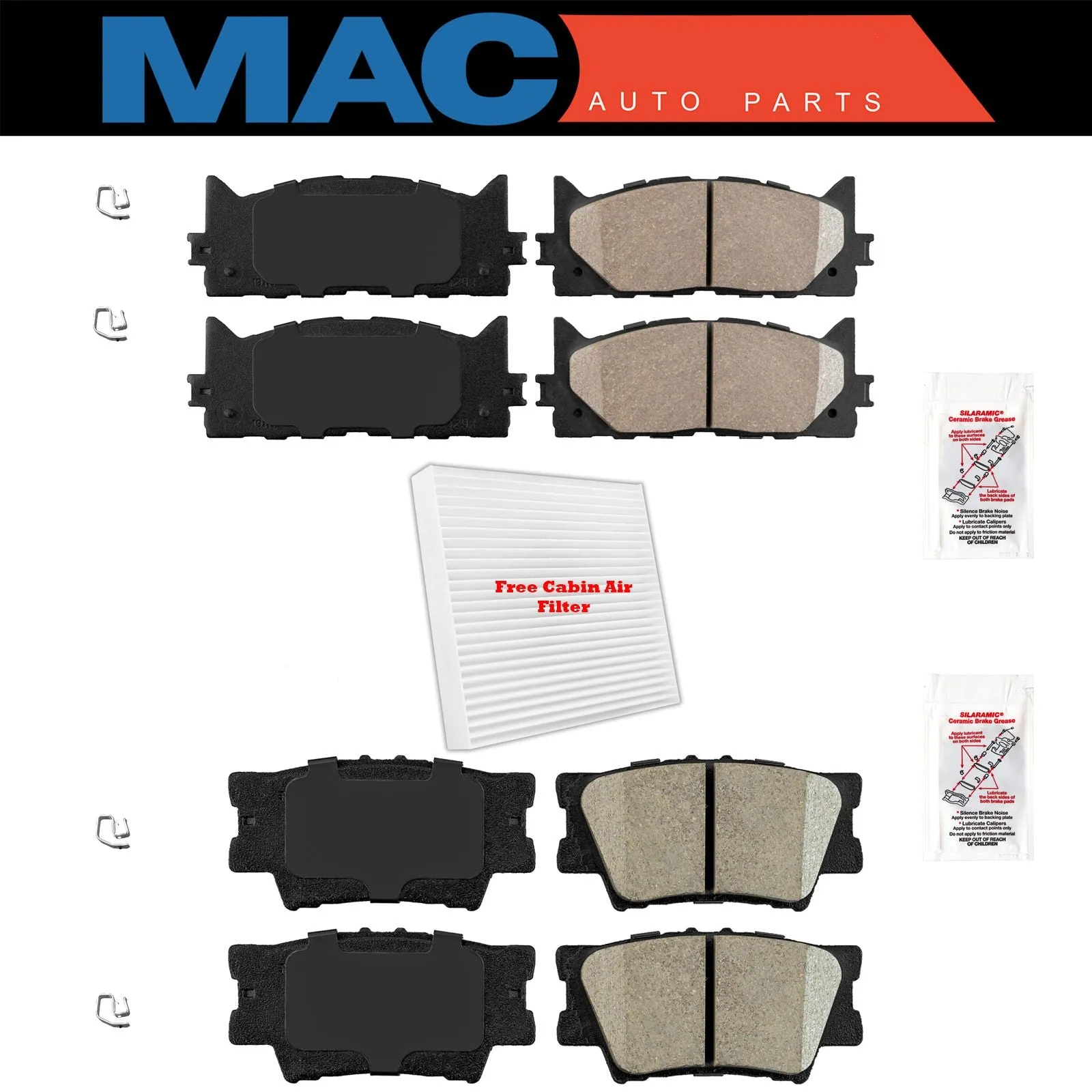 Front and Rear Brake Pads for Toyota Camry 2007 -2017 Fits Lexus ES350 Ceramic  