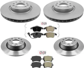 Front and Rear Coated Disc Brake Rotors & Brake Pads For Audi Q3 2013-2015