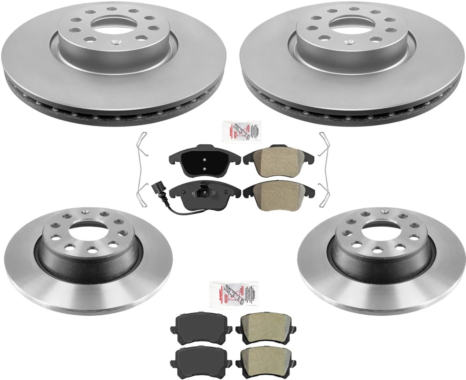 Front and Rear Coated Disc Brake Rotors & Brake Pads For Audi Q3 2013-2015